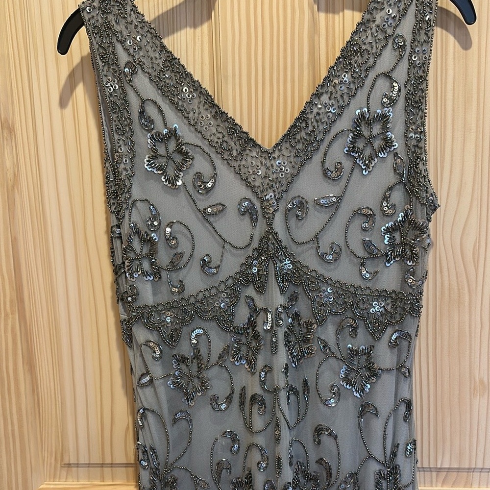 Pisarro Nights Gray Beaded Gown - Picture 3 of 13